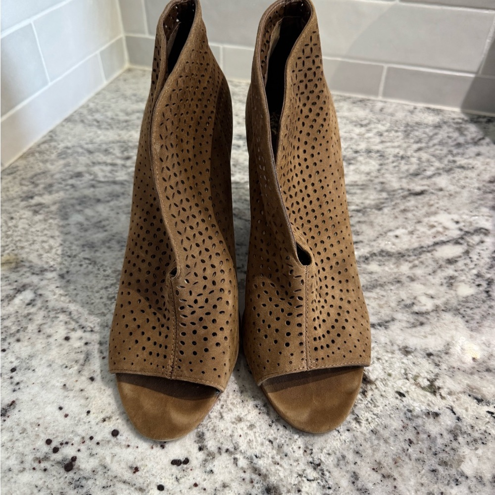 Vince Camuto Tan Perforated Heeled Boots